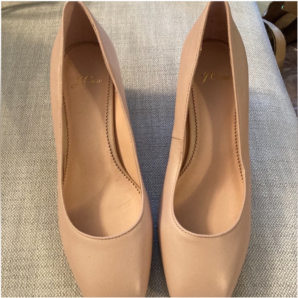 J. Crew Blush Leather Round-Toe Pumps